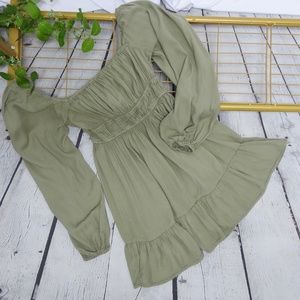 Forever 21 Women's Dress Linen Long Sleeve Off Shoulder Size S